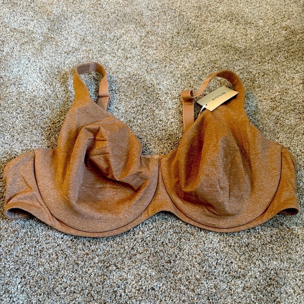 AISILIN Brown Tan Bra underwire non-padded Size 46D NWT